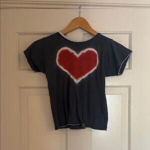Heart Graphic “Pretties” Baby Tee - Blue and Red - 1990s Style